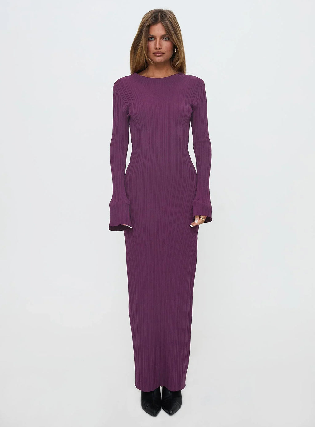 Tesley Long Sleeve Maxi Dress Burgundy