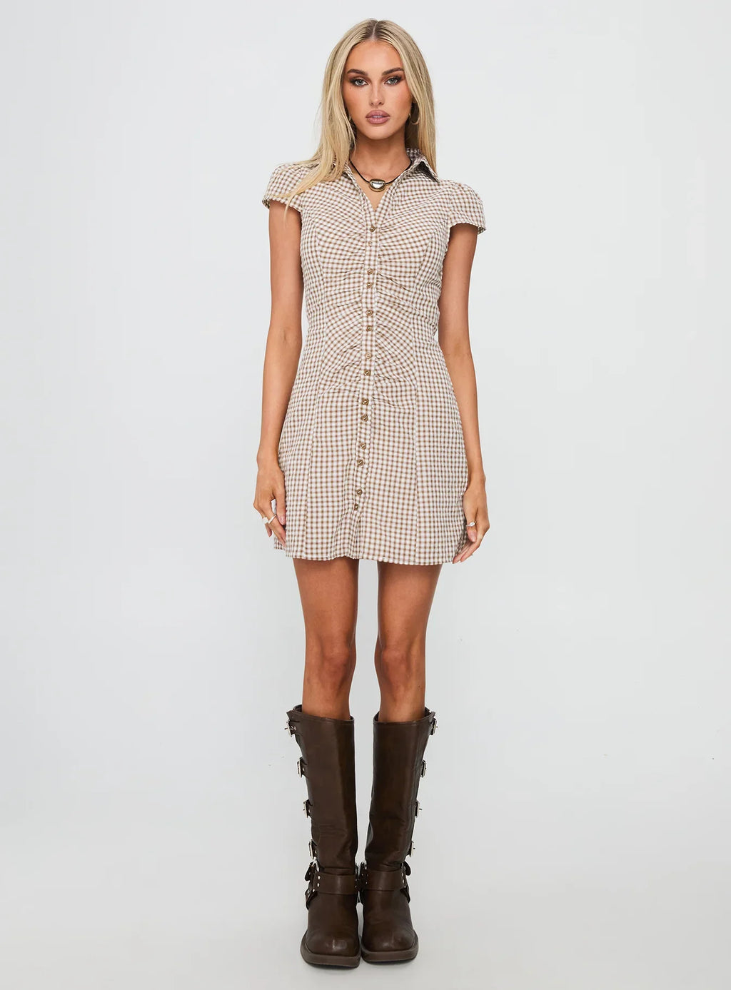Arianwyn Mini Dress Brown Check