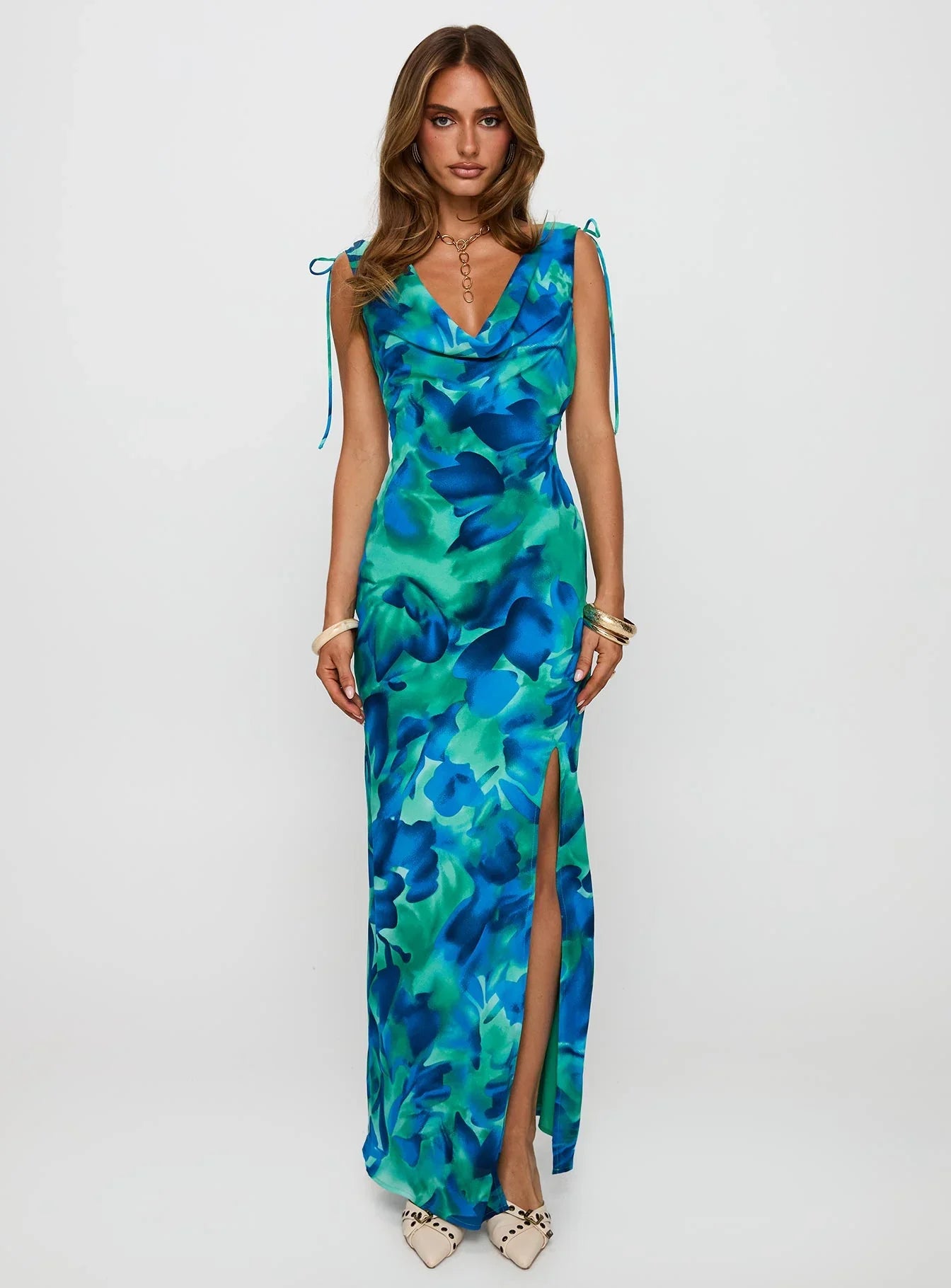 Symphonies Cowl Maxi Dress Multi