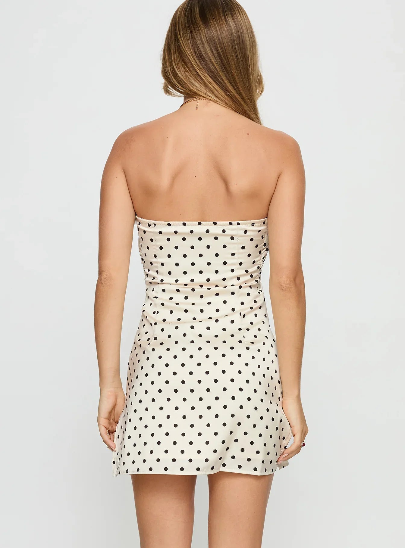 Irena Strapless Mini Dress Cream / Polka Dot